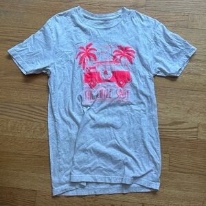 Gray Graphic T-Shirt with Red Print
